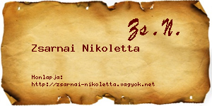 Zsarnai Nikoletta névjegykártya
